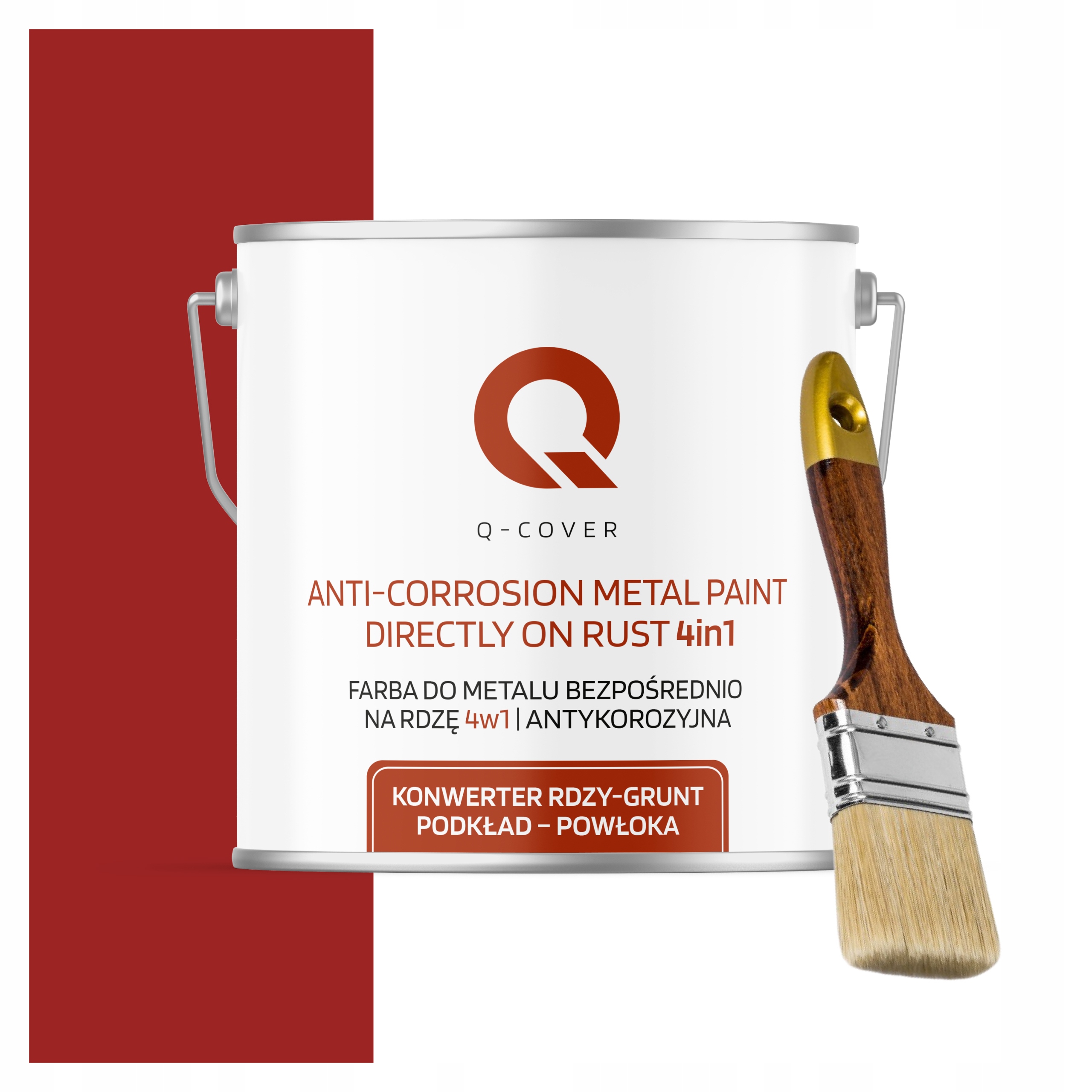 Farba na kov Antikorózna 5L Saténová Farba Červená Signálová Štetec