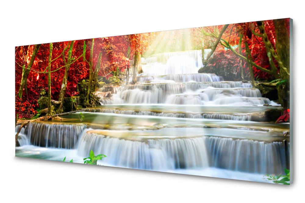 Sklenený panel do kuchyne Vodopád Les 125x50