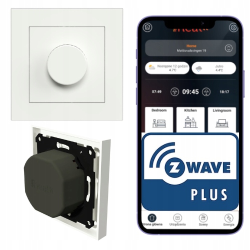 Heatit Z-DIM2 250W – inteligentný Led stmievač Z-Wave, bez N, otočný gombík