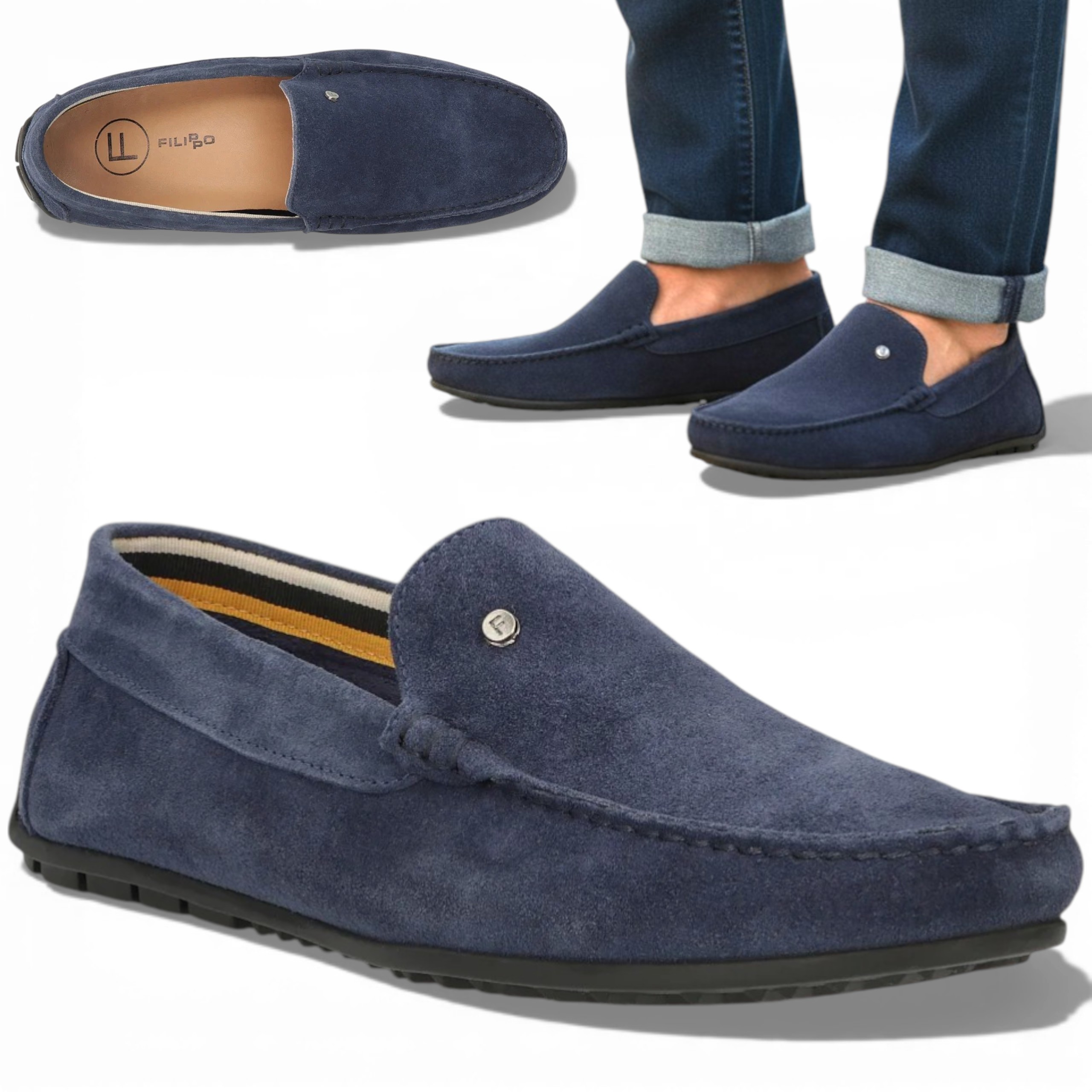 41 Filippo Pánské polobotky z přírodní kůže Návštěvní letní lehké nazouvací