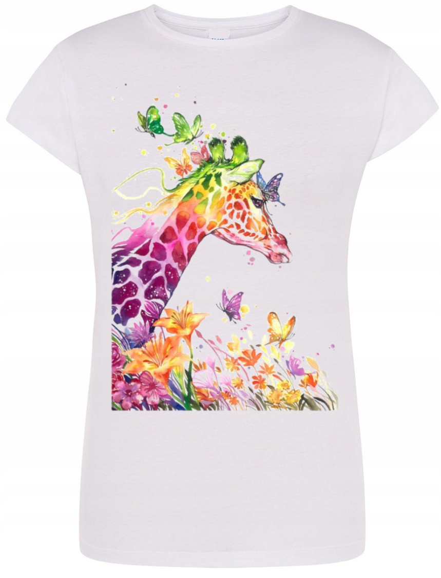 

Żyrafa Damski Kolorowy T-shirt Nadruk Lato R.xl