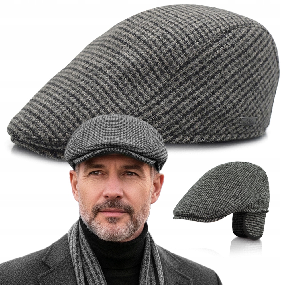 Pánská zateplená čepice s náušníky Čepice Premium 60% Vlna Pako Jeans