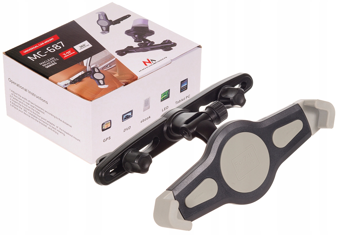 Maclean - Uchwyt Samochodowy na tablet do zagłówka