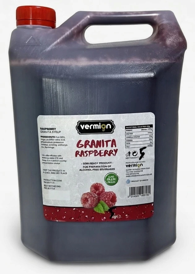Granita Malina sirupový koncentrát Vermion Deluxe Foods Slush Raspberry 5 kg 5 l