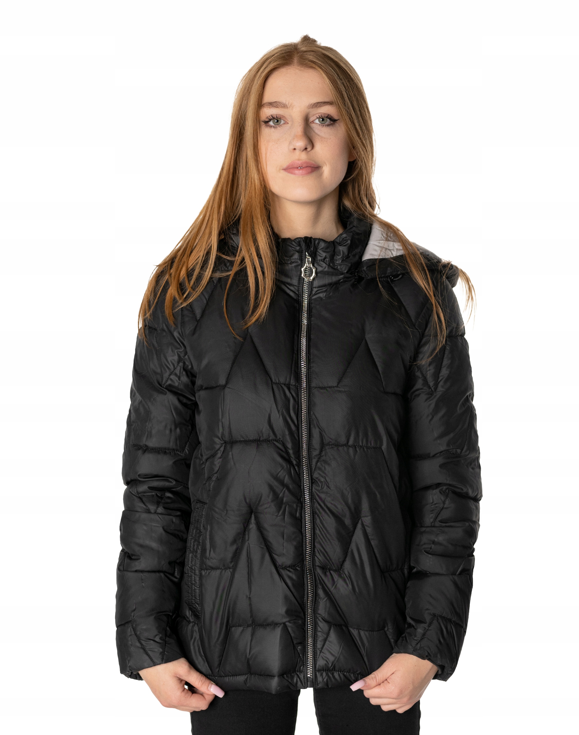 Teplá dámská zimní zateplená péřová bunda s kapucí 36038-2 XXL