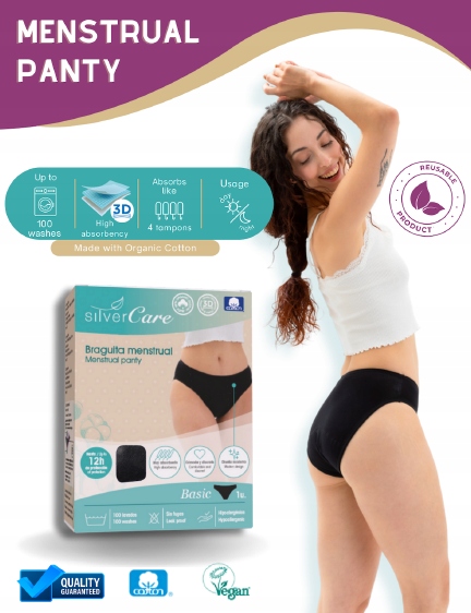 Majtki menstruacyjne ekologiczne Silver Care Classic L 100% bawełna Bio