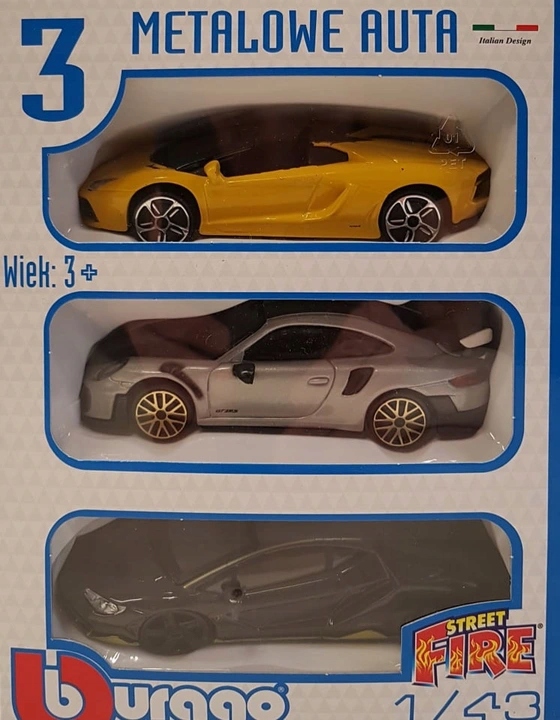 

Bburago 3-pak Aut metalowych 1:43 zestaw autek
