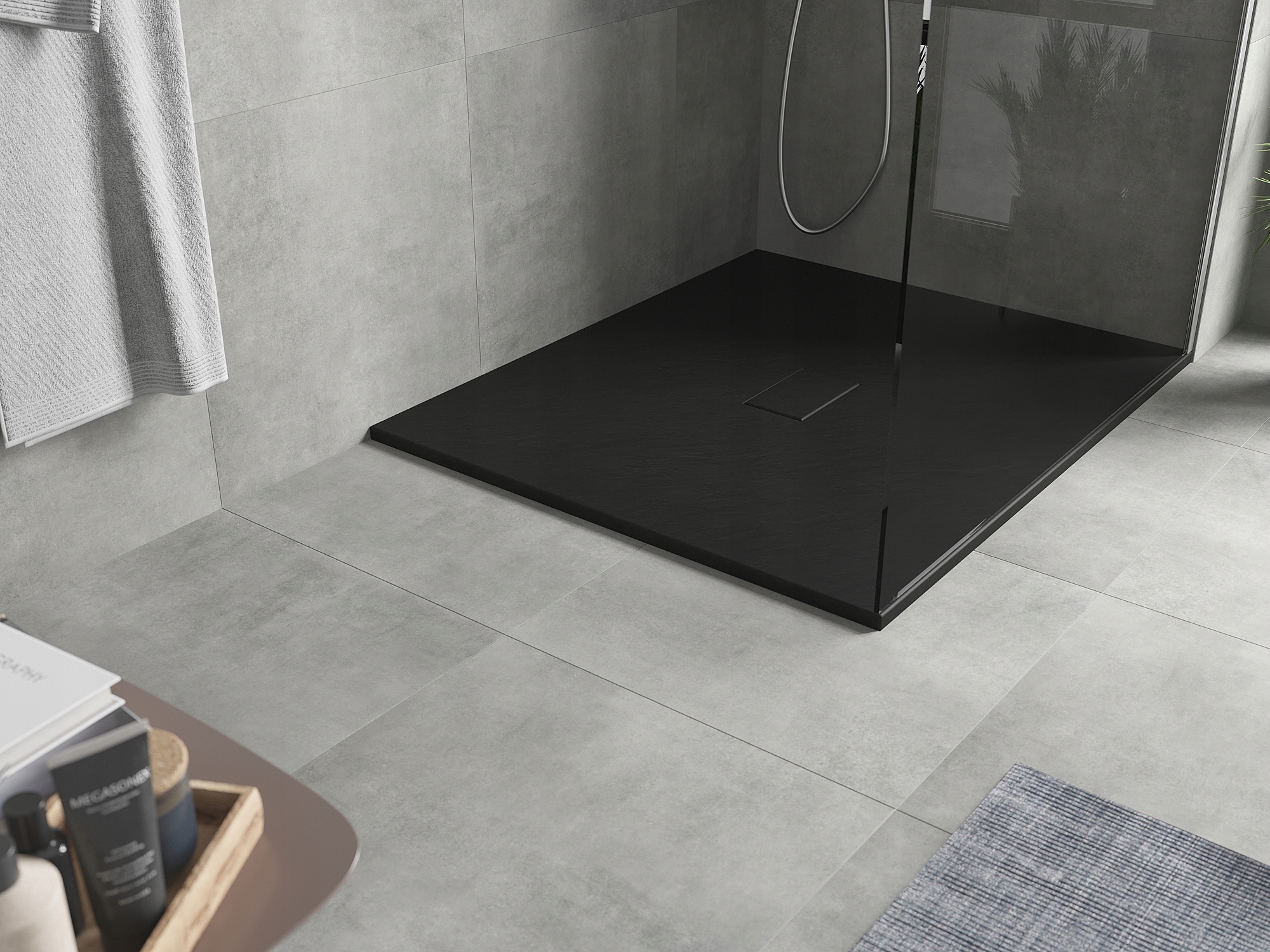 MEXEN HUGO BRODZIK PROSTOKĄTNY SMC 140 x 100 CM CZARNY Kształt prostokątny