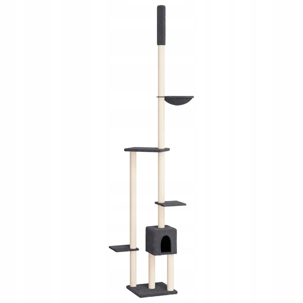 Levně vidaXL Stromek pro kočky, ke stropu, světle šedý, 258,5-284,5 cm