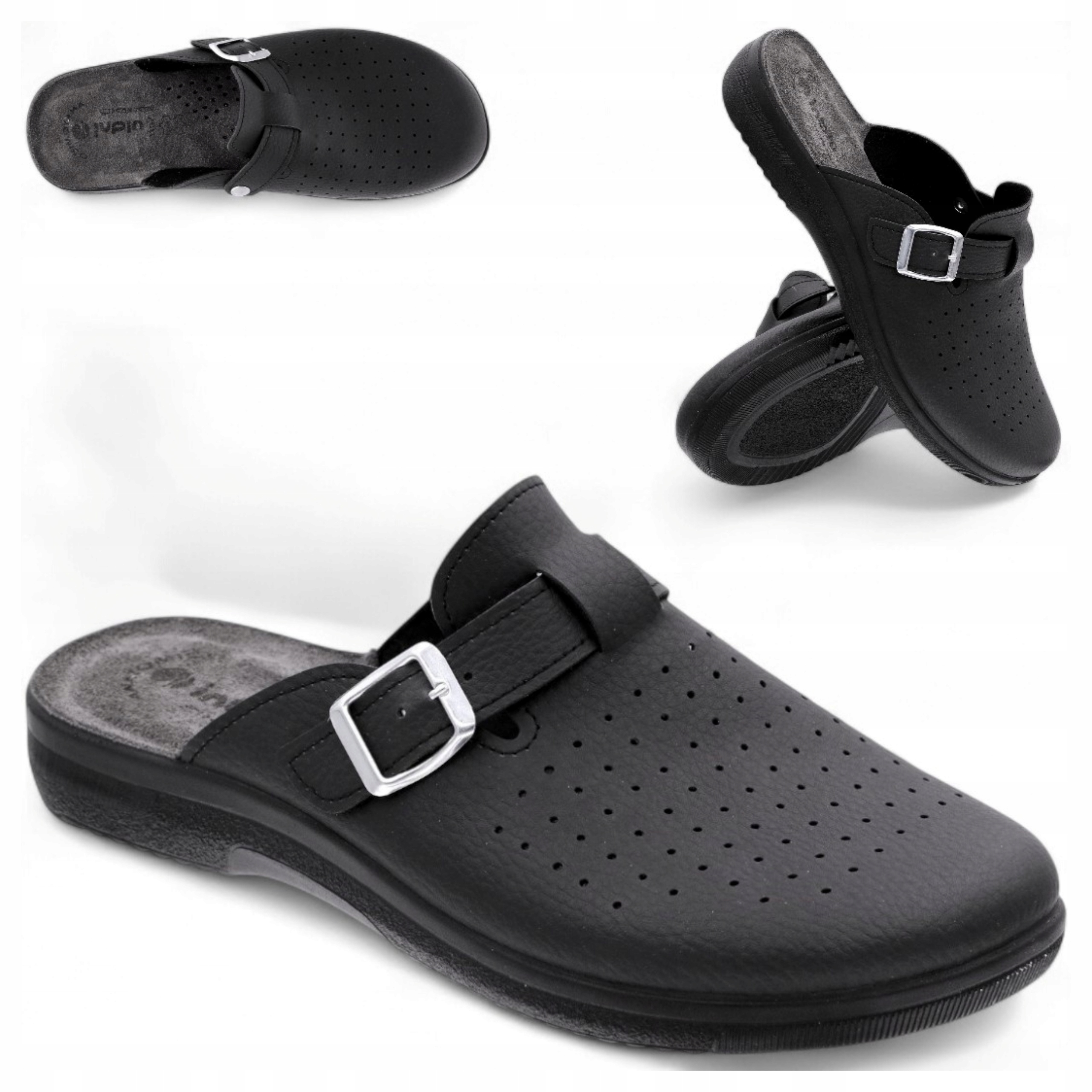 Medyczne Klapki Męskie Skórzana wkładka 44 Inblu Lekkie wsuwane