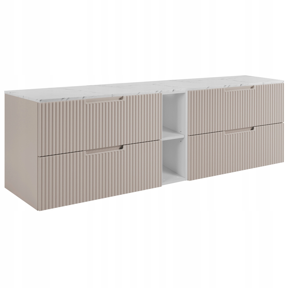 Koupelnová skříňka Pod Umyvadlo 140 kašmír Rýhované Přední Desky Mramor