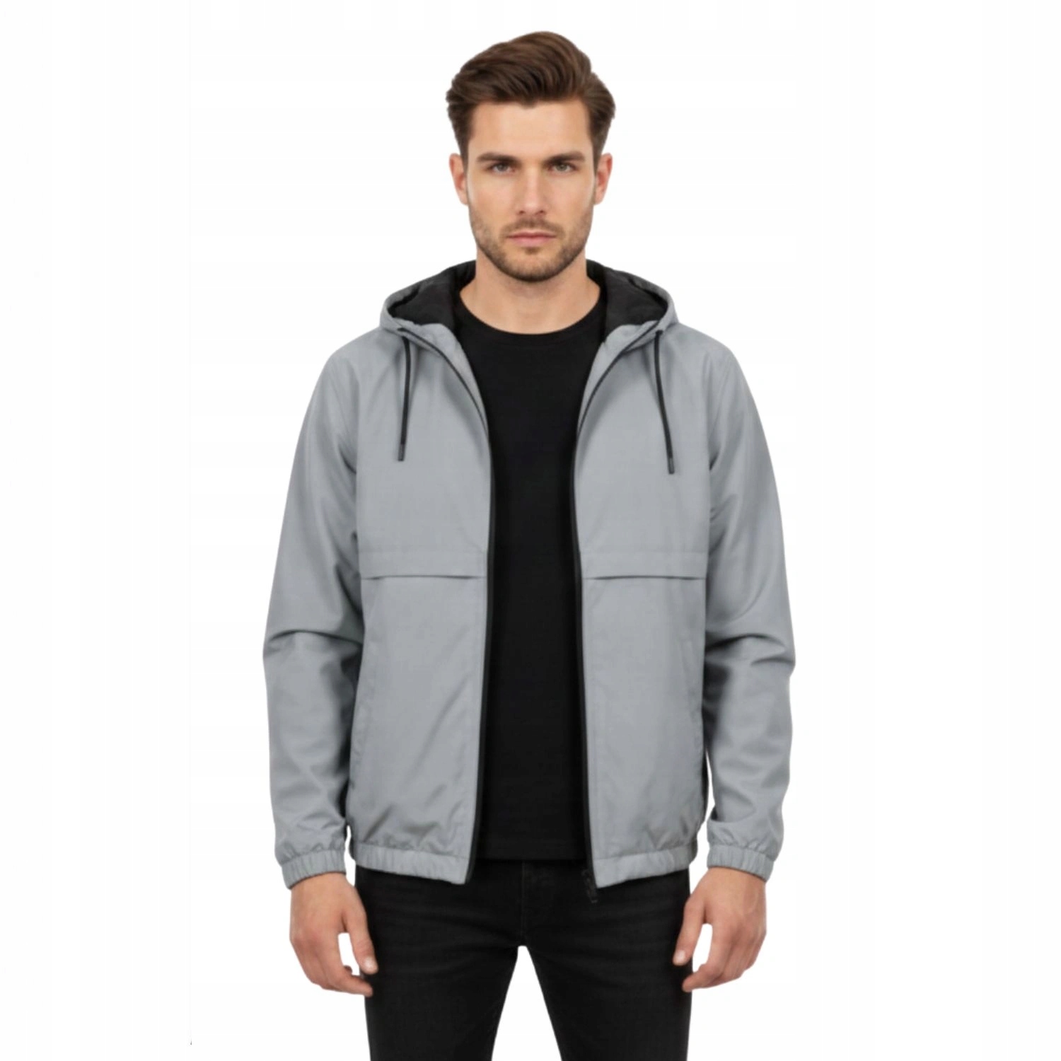 Pánská nepromokavá bunda Zara pánská světle šedá s kapucí vel. M