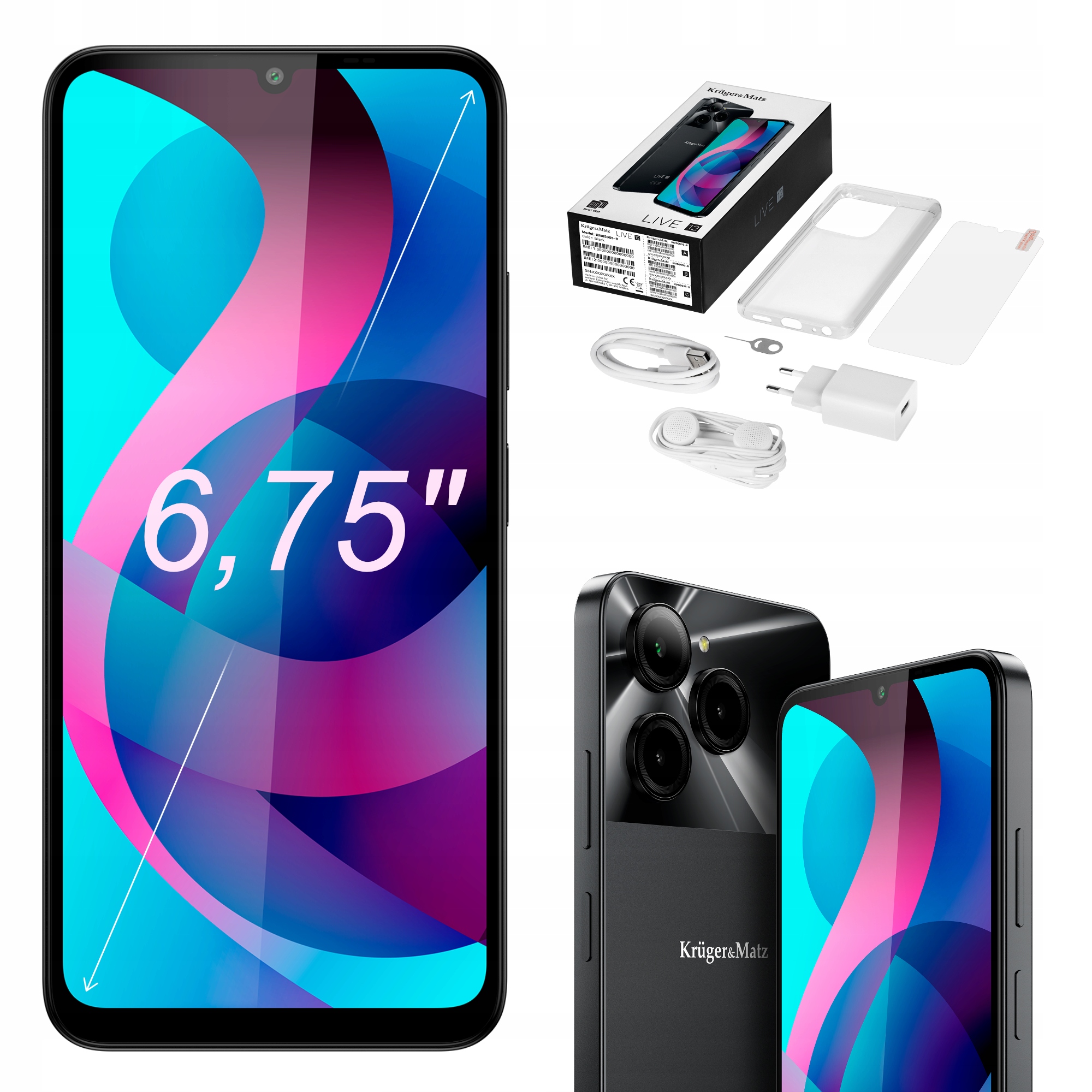 Smartphone Kruger&Matz Live 12 6,74" 8/256GB DualSIM 5000mAh Lte Nfc