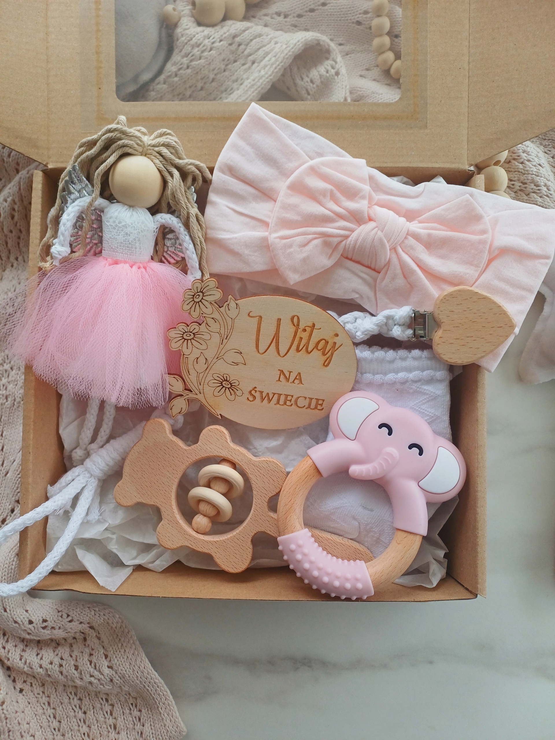 Sada na dárek Křtiny Křest Svatý Anděl Vítejte na světě přívěsek