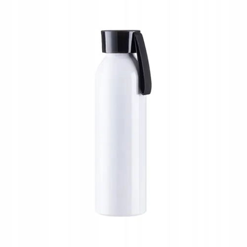 Sportowy bidon 650 ml biały z czarną zakrętką