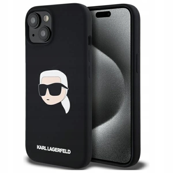 Pouzdro Karl Lagerfeld Silicone Karl Head Print MagSafe pro iPhone 15 6.1" c