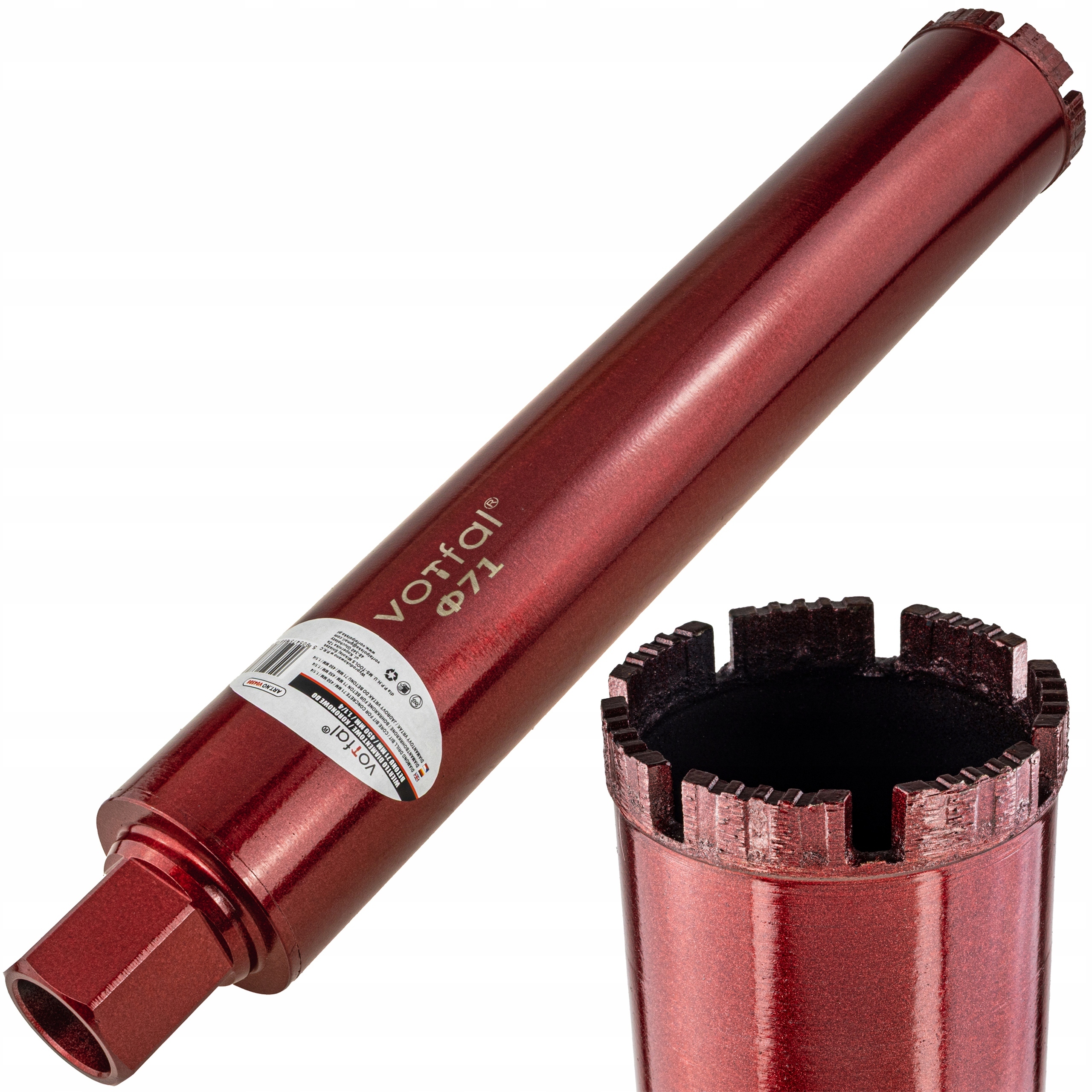 Wiertło Koronowe Diamentowe Do Betonu 71 x 450mm Wiertnica Otwornica 1.1/4