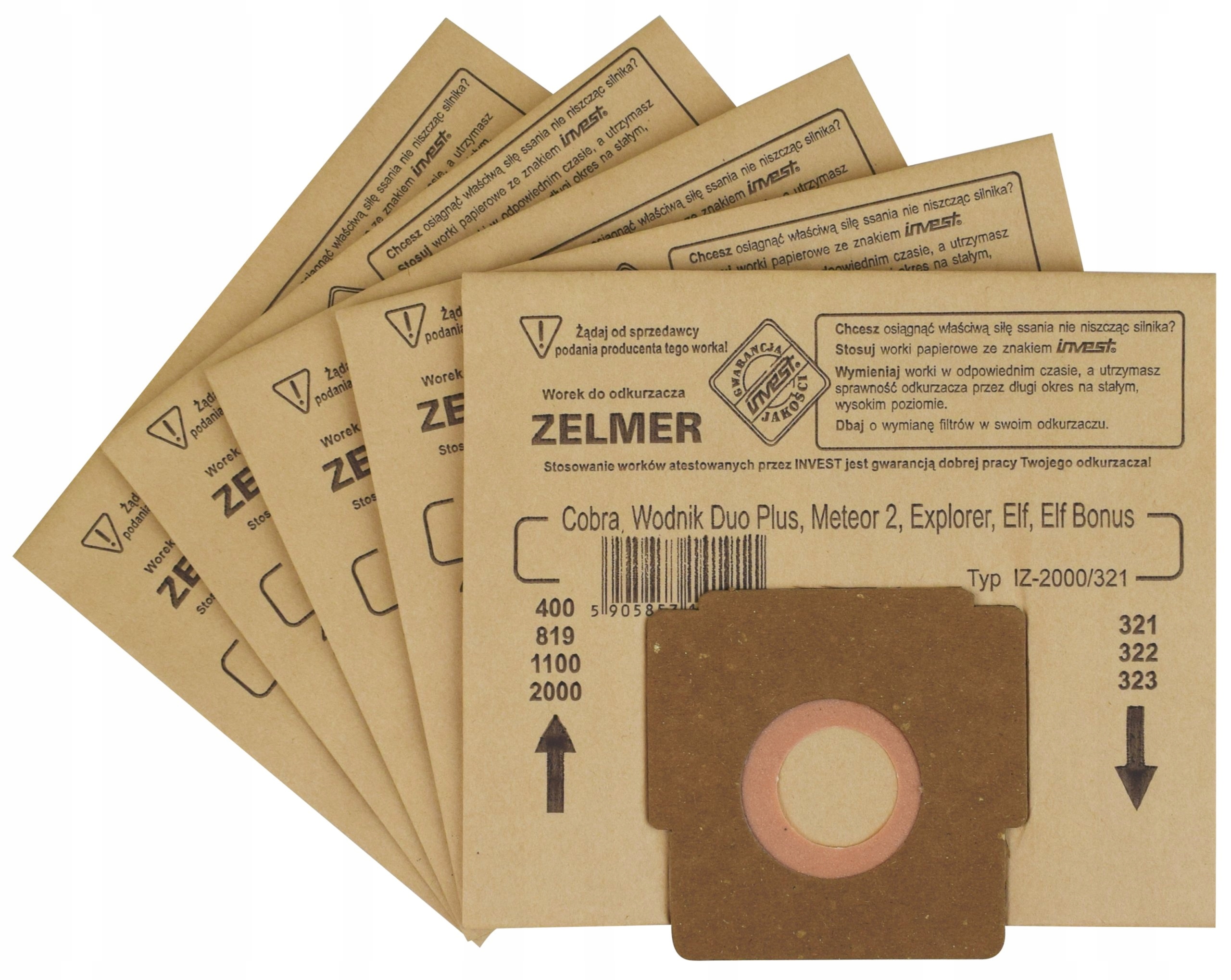 WORKI DO ODKURZACZY ZELMER METEOR ELF WODNIK 5 SZT