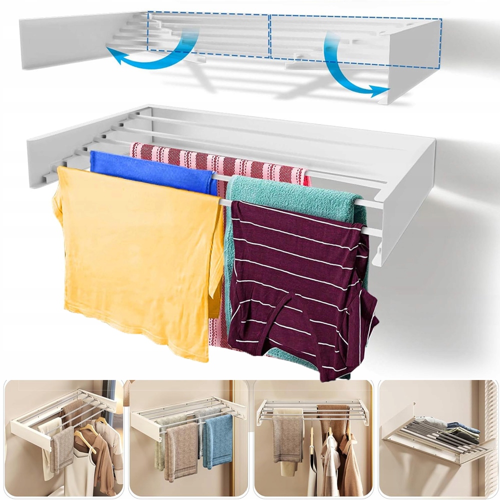 Suszarka Na Pranie 80CM, Składana, Suszarka Na Pranie Do Montażu Na Ścianie