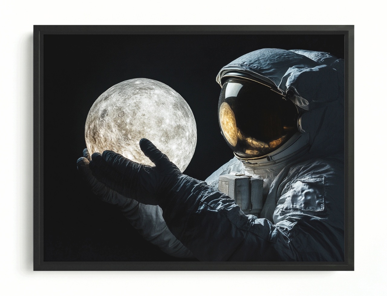 Obraz Rama American Box Astronauta Cestovateľ Mesiac Kozmos Svetlo 80x60