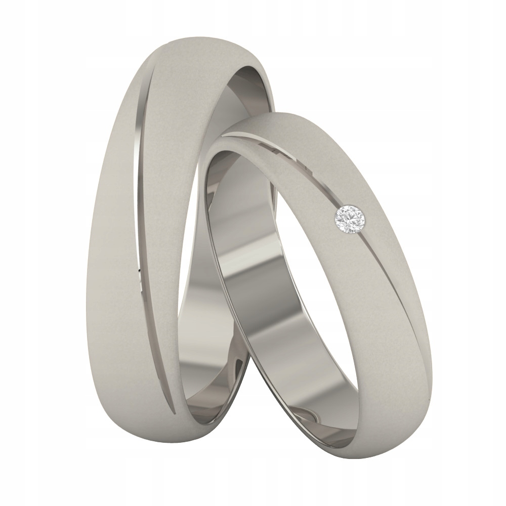 PÓŁOKRĄGŁA MATOWANA OBRĄCZKA Z BIAŁEGO ZŁOTA 585 Marka Inna marka