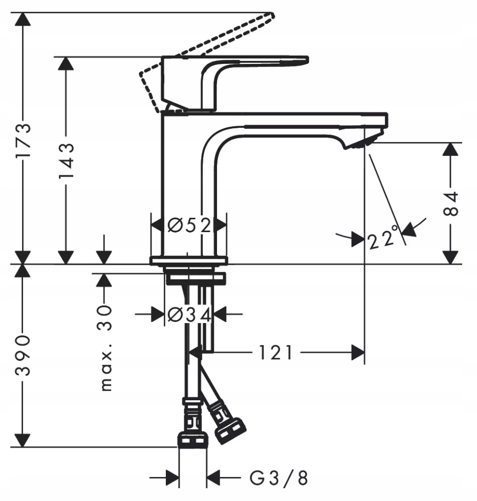 Bateria umywalkowa stojąca Hansgrohe REBRIS E czarny 72554670 Kod producenta 72554670