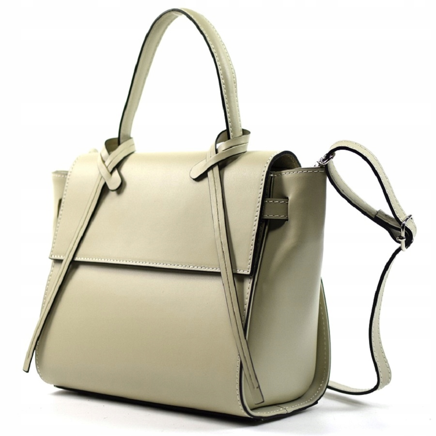 WŁOSKA TOREBKA BORSE IN PELLE SKÓRA NATURALNA JASNY BEŻ PREMIUM 725F Marka Borse in Pelle