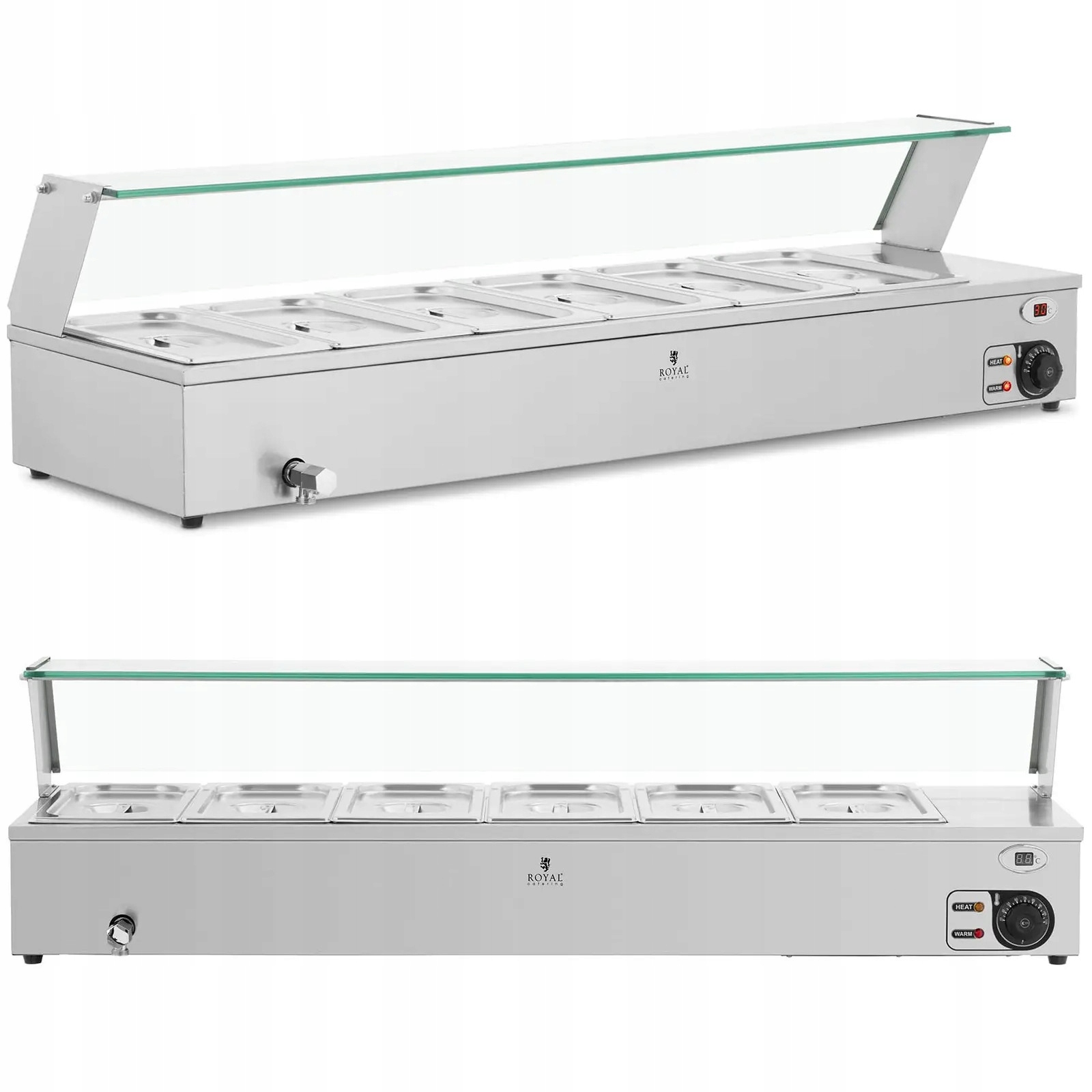 Bemar ohřívač jídel bufetový ohřívač s krytem 6 x Gn 1/3 2100 W
