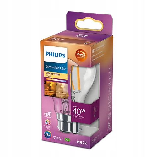 

Żarówka B22 Philips Led 5W 40W gwint angielski