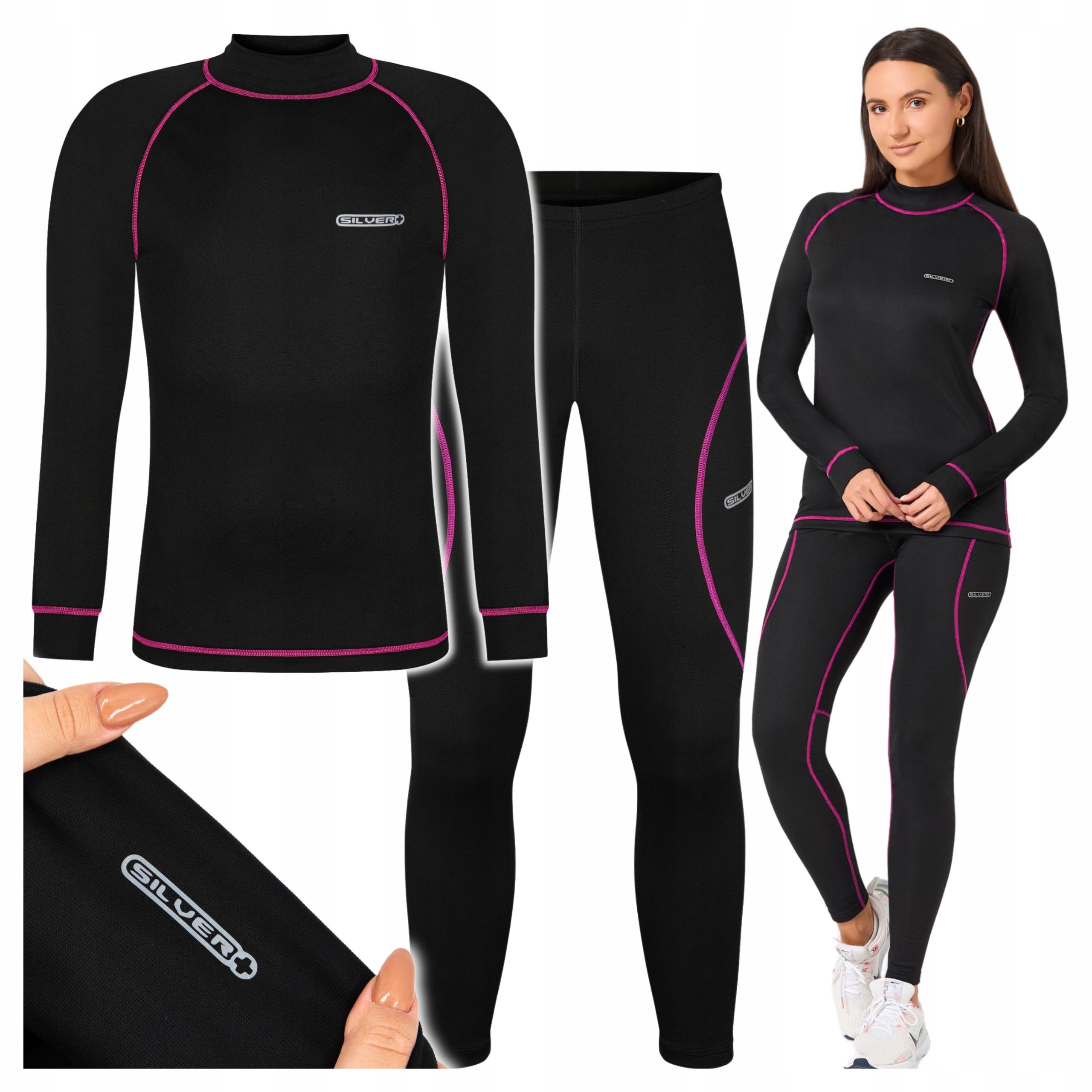 Dámské Termoaktivní Prádlo L XL Komplet Termo Oblečení Mikina Legíny Růžové