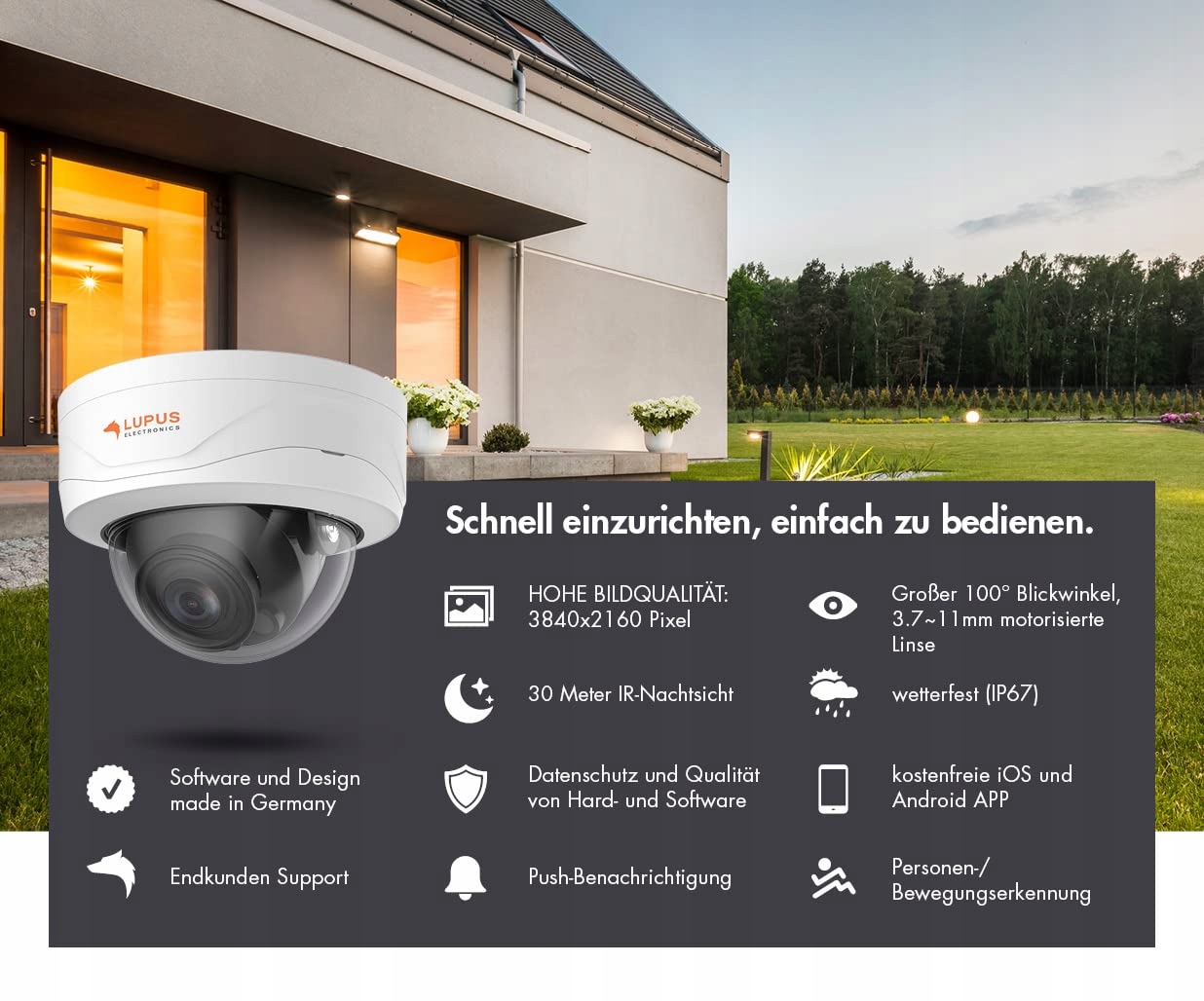 Kamera IP Lupus Electronics LUPU LE224 3840 x 2160 Sufit/Ściana _OPIS Model LUPU-LE224