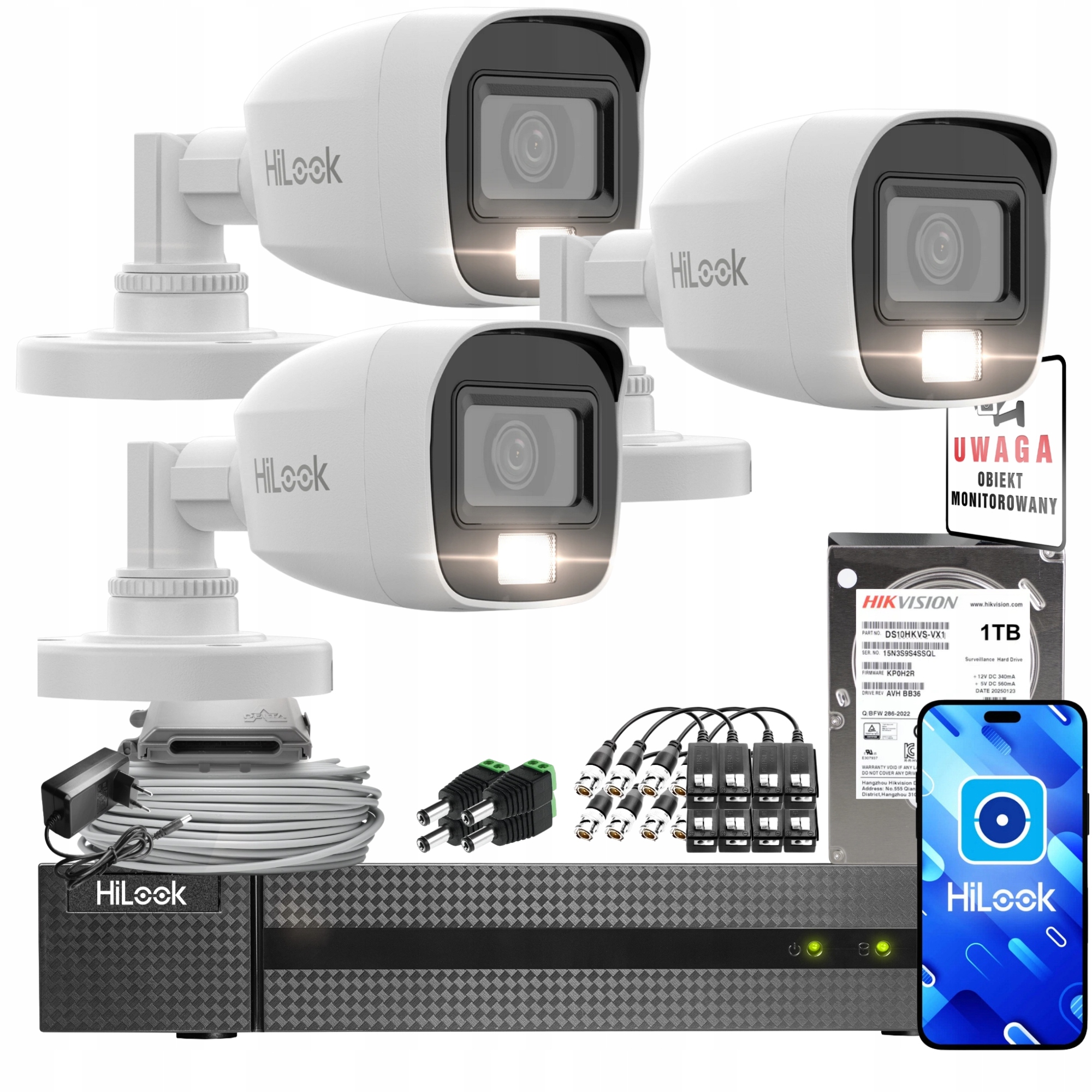 Zestaw Do Monitoringu 3X TVICAM-B5M-20DL 5Mpx IR20m Hilook by Hikvision