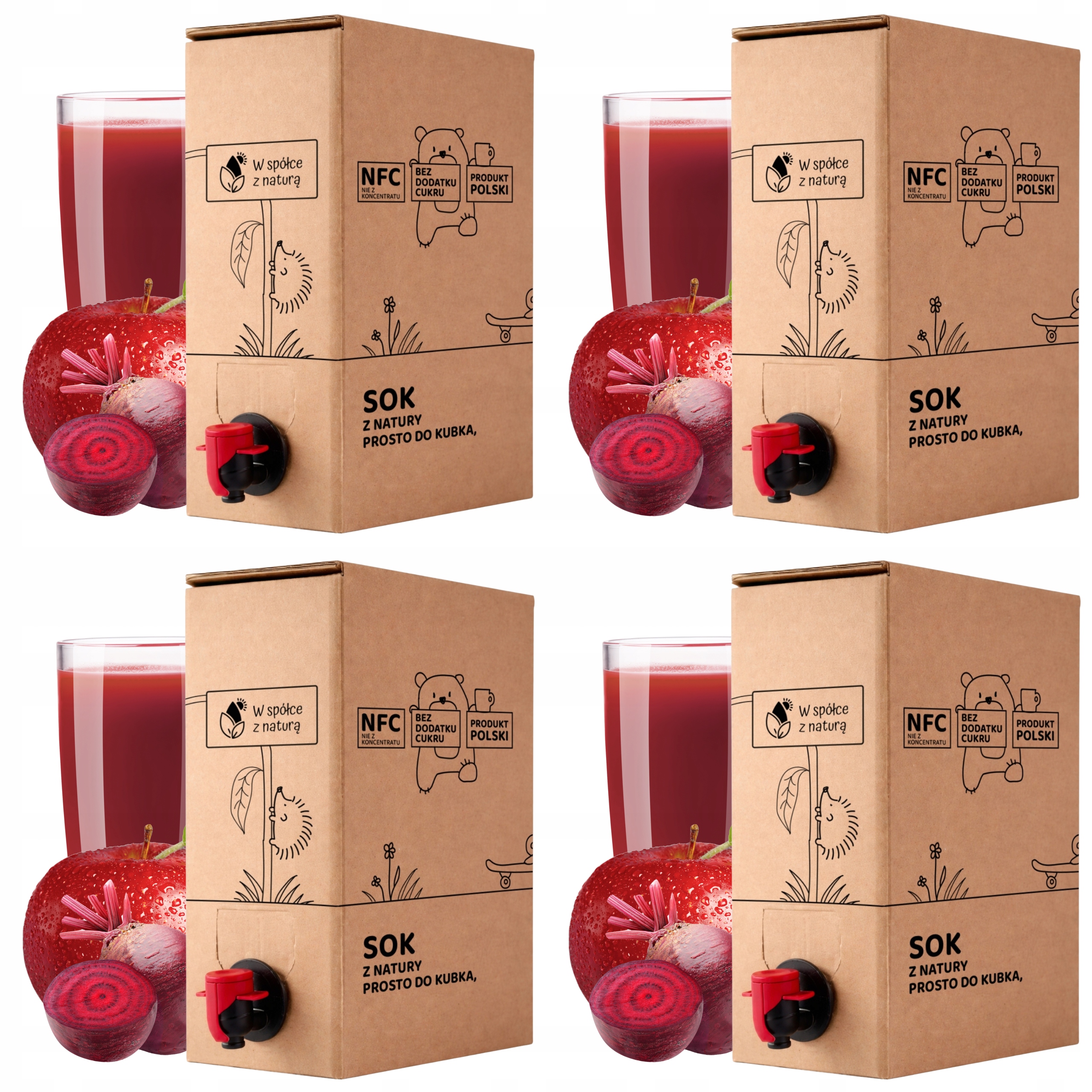 Sok z Jabłek i Buraków 5l 100% Tłoczony Nfc Sok Jabłko-Burak zestaw