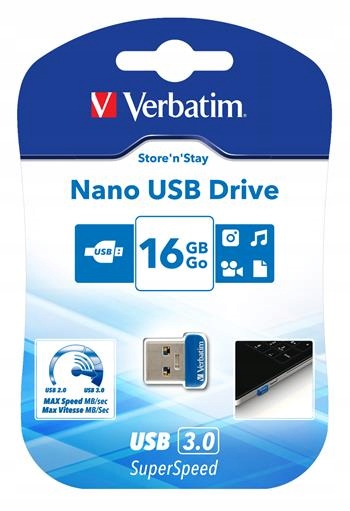 Verbatim Store 'n' Stay Nano 16 Gb Usb 3.0 pendrive, fekete