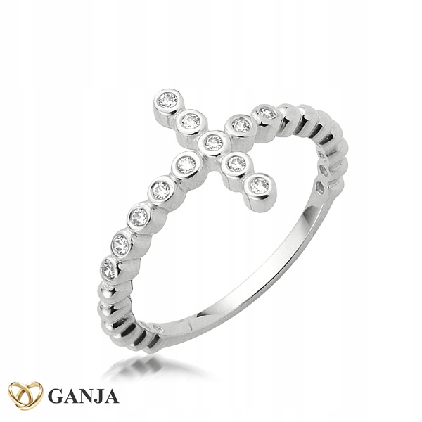 Křížek se zirkony na prstenu, ryzost AG925