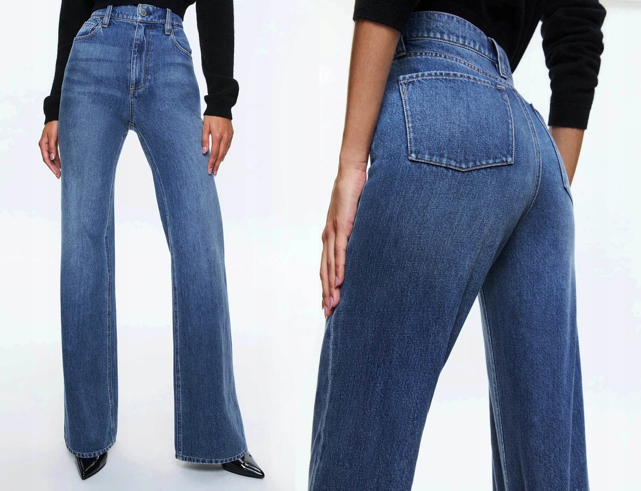 Spodnie Szwedy Szerokie Luźne Nogawki Jeansowe Elastyczne Damskie Proste