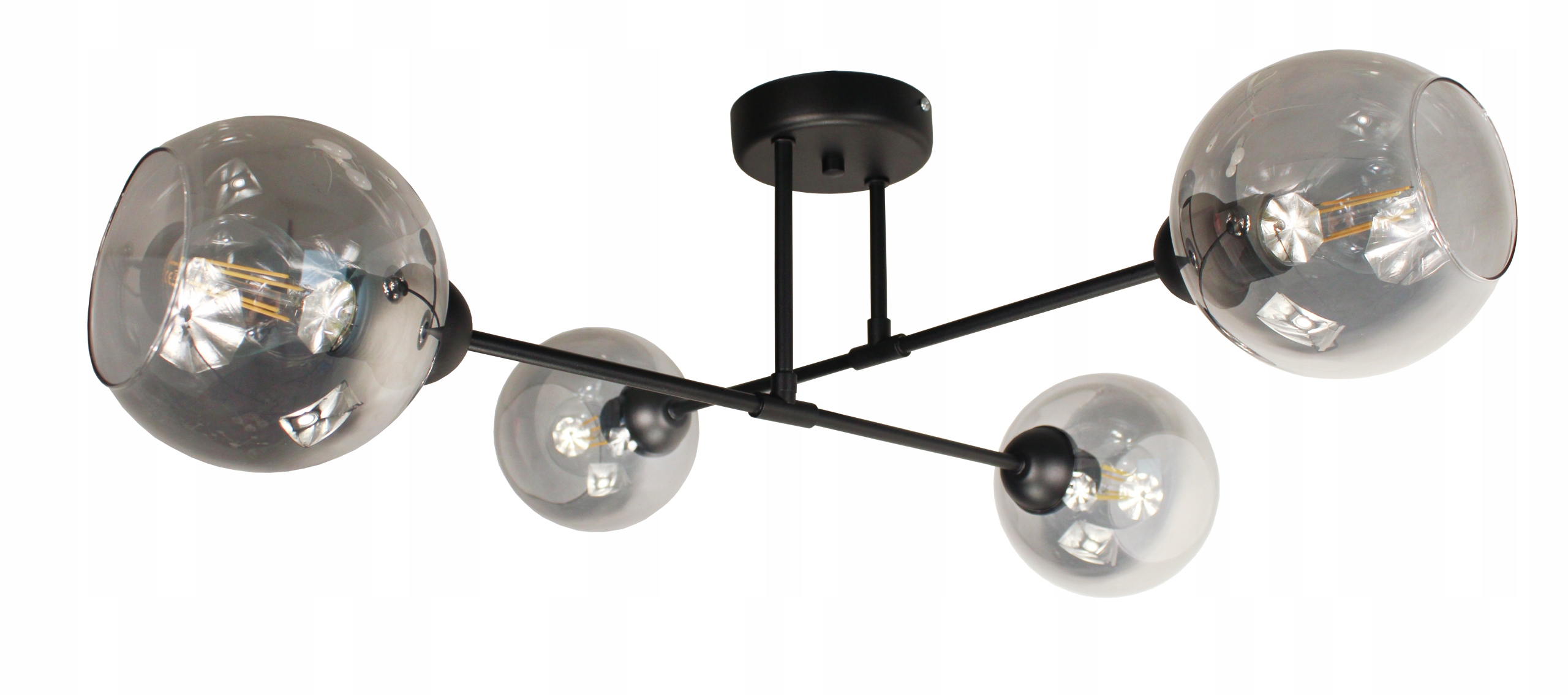 Luster Stropná Závesná Lampa 4 Sklenené Tienidlá