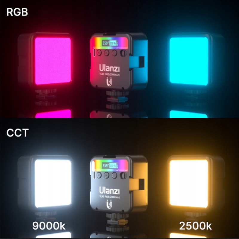 Lampa LED Ulanzi VL49 RGB Regulacja tem 2500-9000K Źródło światła LED