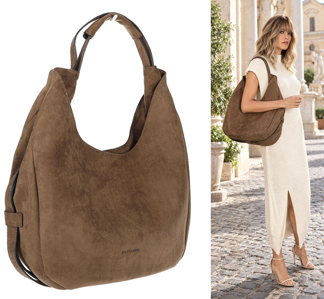 Dámská semišová kabelka shopper přes rameno kabelka SR69S Khaki