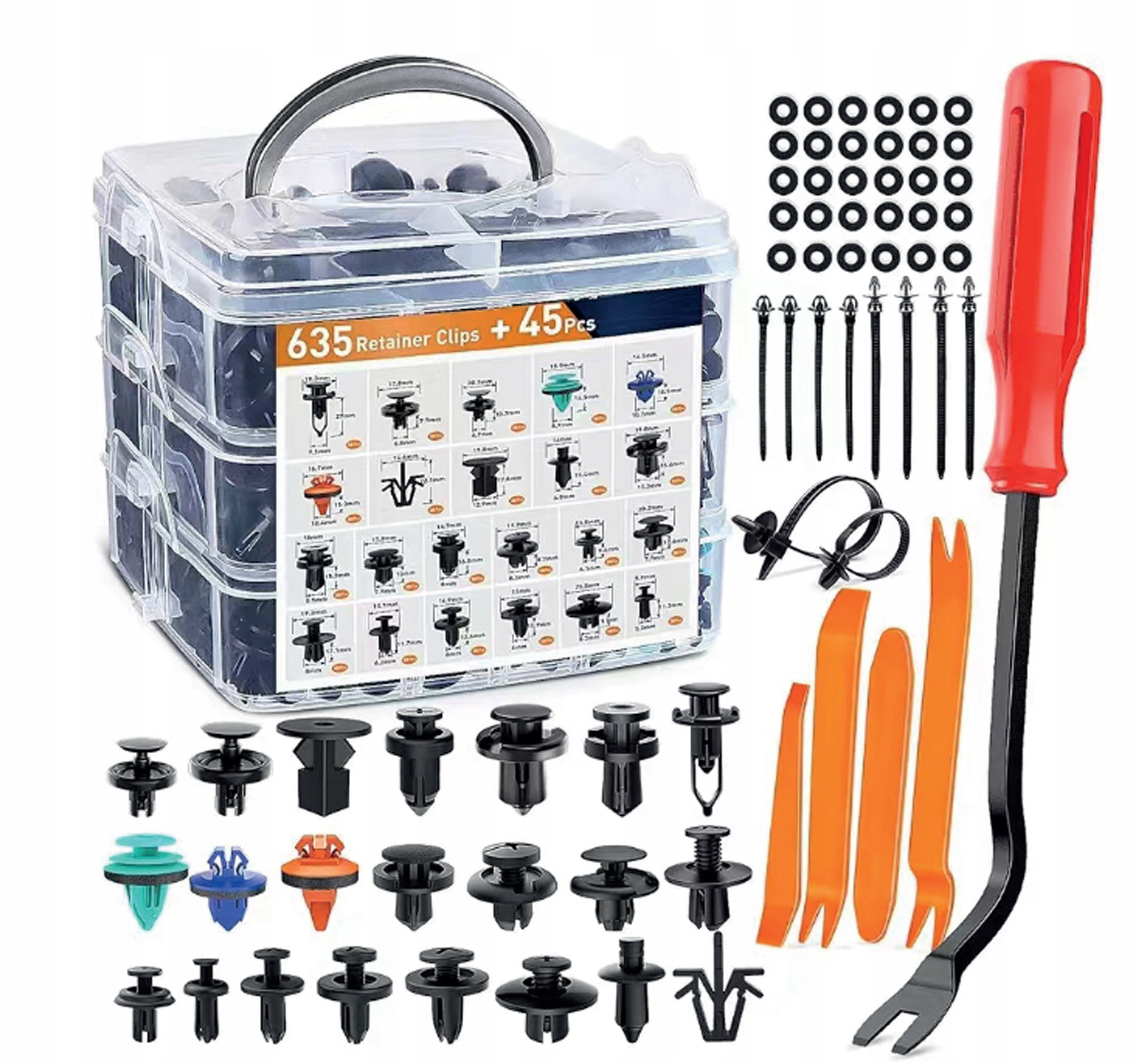 SPINKI KLIPSY SAMOCHODOWE DO TAPICERKI AUTA ŚCIĄGACZE ŁAPKA ZESTAW 680 SZT.