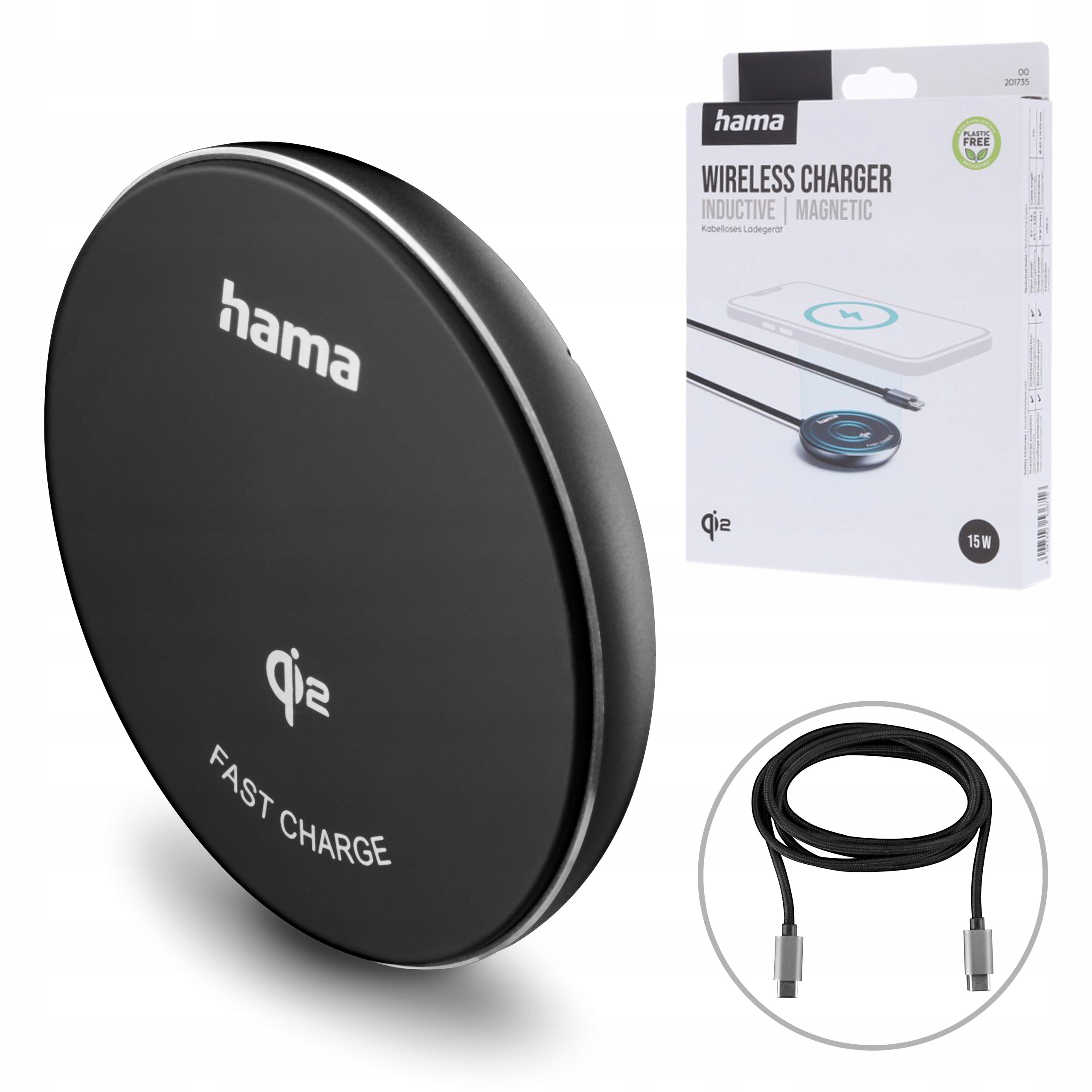Ładowarka indukcyjna Hama magnetyczna Qi2 Fast Charge 15 W czarna MagSafe