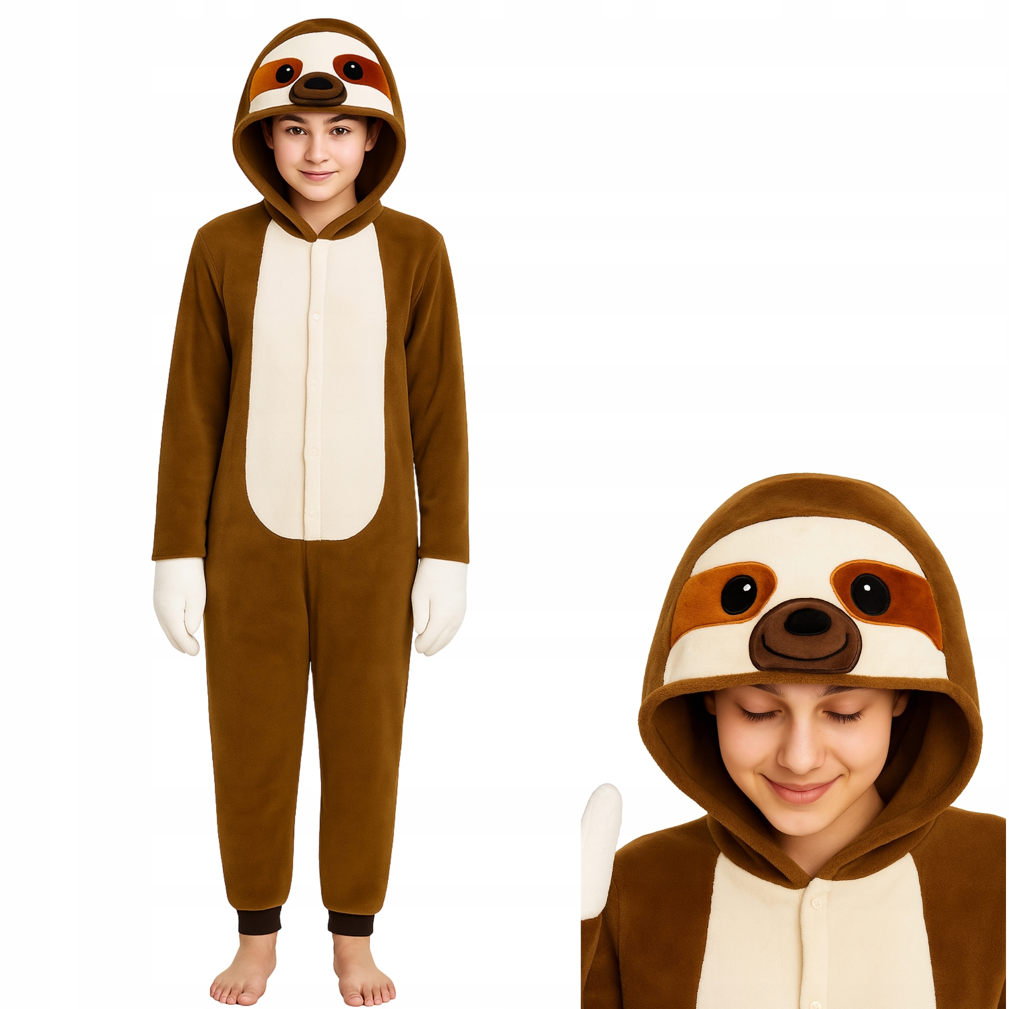 LENIWIEC KIGURUMI PIŻAMA STRÓJ PRZEBRANIE ONESIE KOMBINEZON LENIWIEC