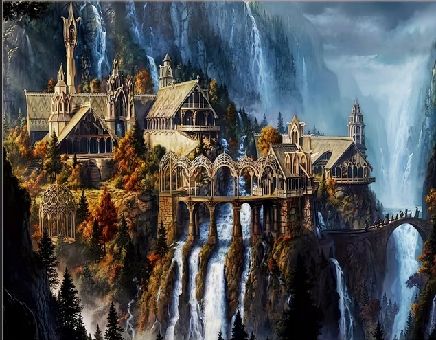 HAFT DIAMENTOWY MOZAIKA 5D ZAMEK GÓRY WODOSPAD