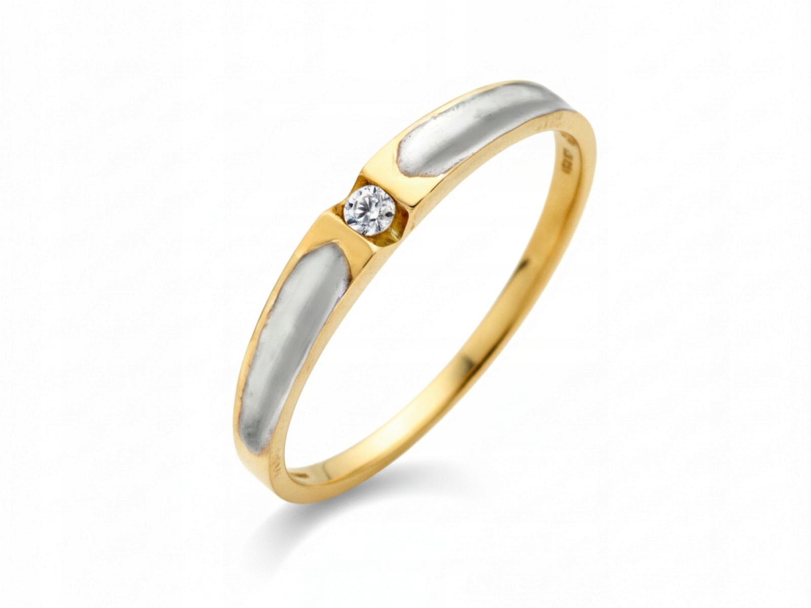 Dvoubarevný prstýnek 585 s zirkonem r13 Bílé Zlato 1.7G