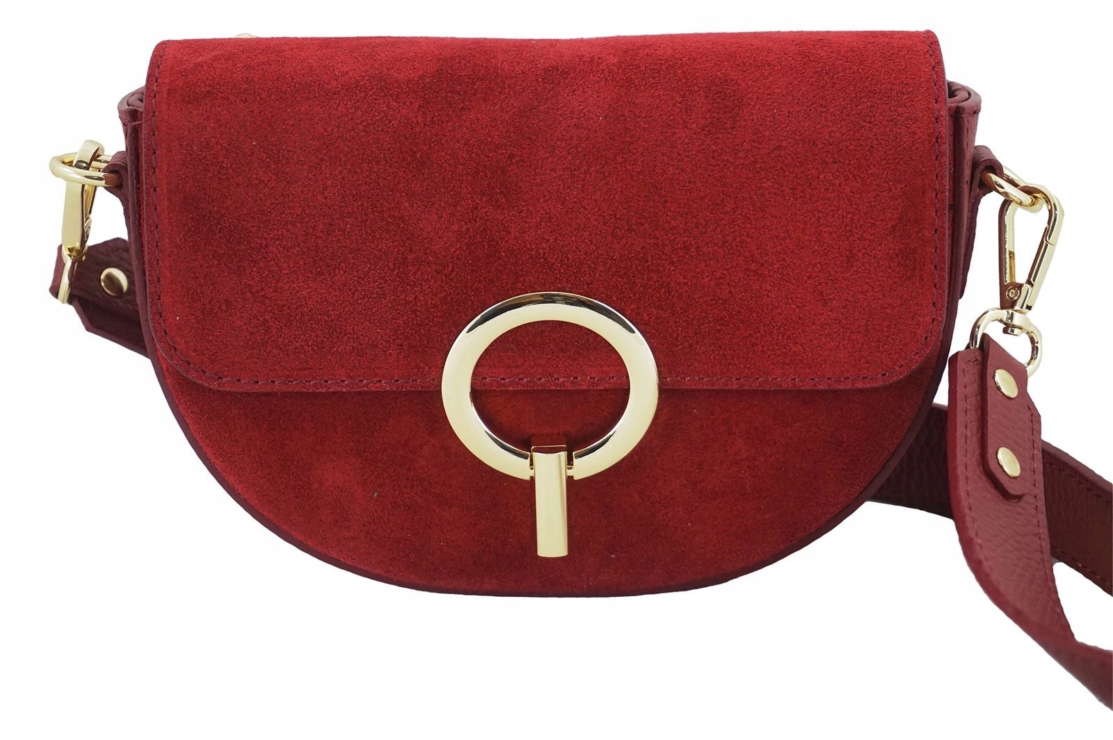 Módní dámská kožená kabelka Přes Rameno červená