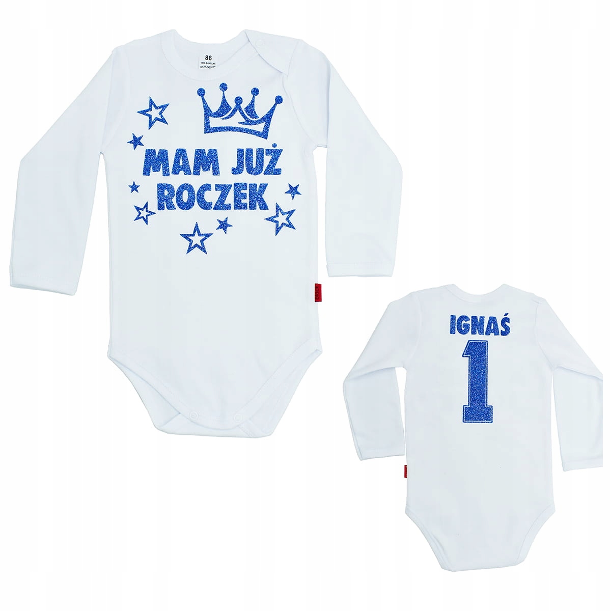 Body MAM JUZ ROCZEK z imieniem brokat 68