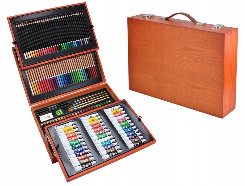 Zestaw artystyczny do Malowania Rysowania Walizka FARBY KREDKI PĘDZLE Marka Wikam