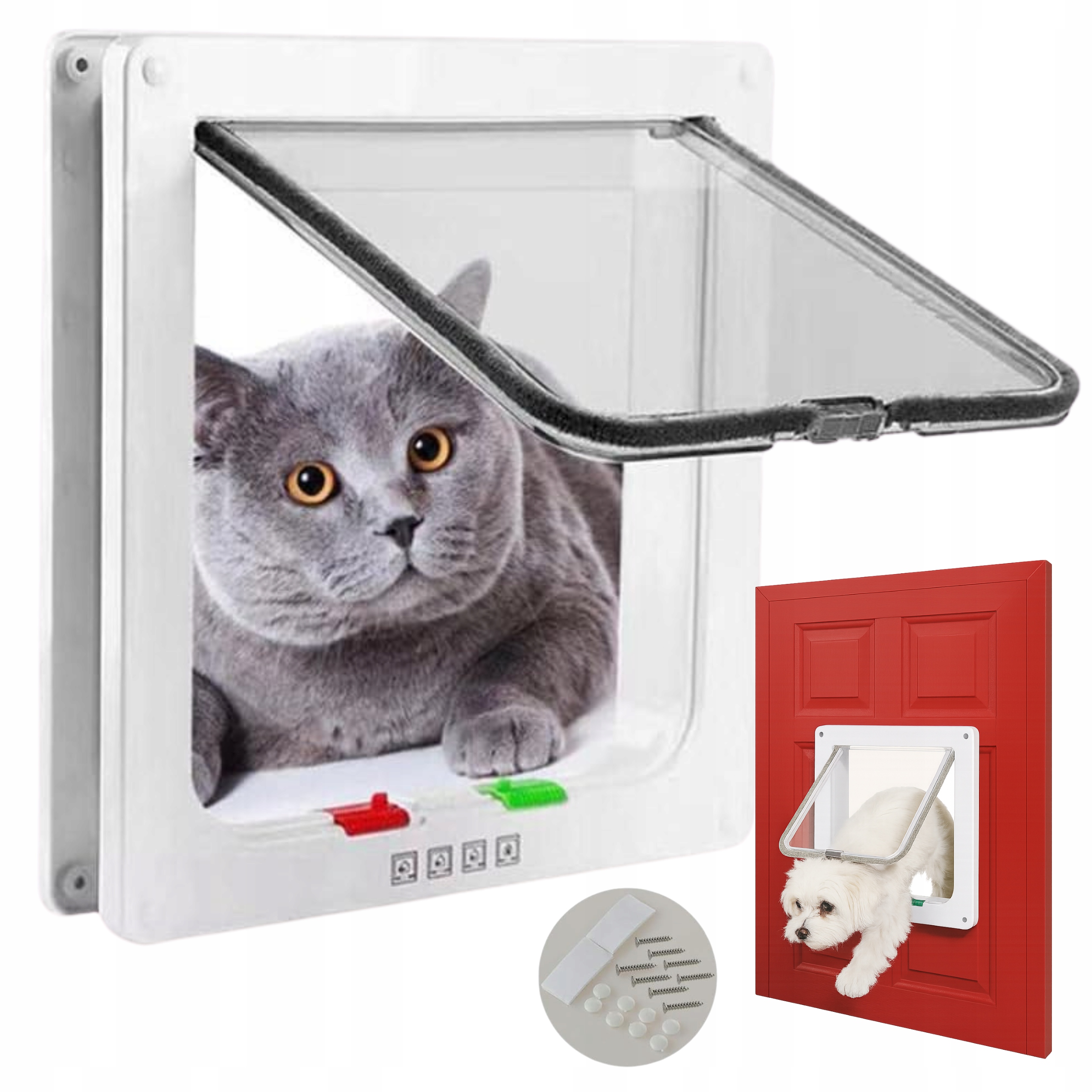 DRZWICZKI WAHADŁOWE DRZWI DLA KOTA PSA DWUSTRONNE Z KLAPKĄ SZYBKĄ