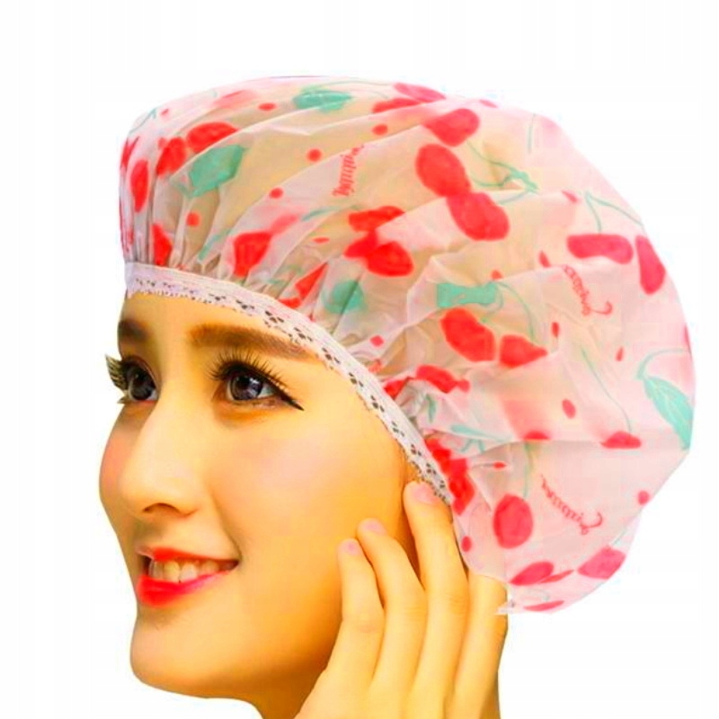 CZEPEK KĄPIELOWY Z GUMKĄ SATYNOWY DO OCHRONY WŁOSÓW SAUNA INTERVION