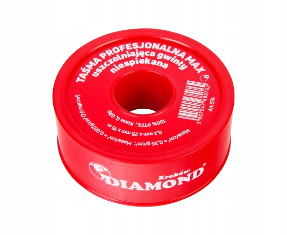 

Teflon Taśma Uszczelniająca 25 x 15 m x 0,2 mm